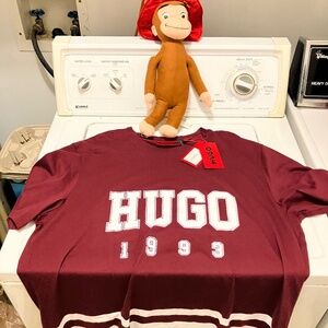 NWT HUGO BOSS 1993 Men's Burgundy Cotton  T-Shirt Size XXL Big&Tall...